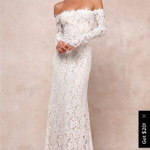 Romance Dreamer White Lace Off-the-Shoulder Maxi Dress